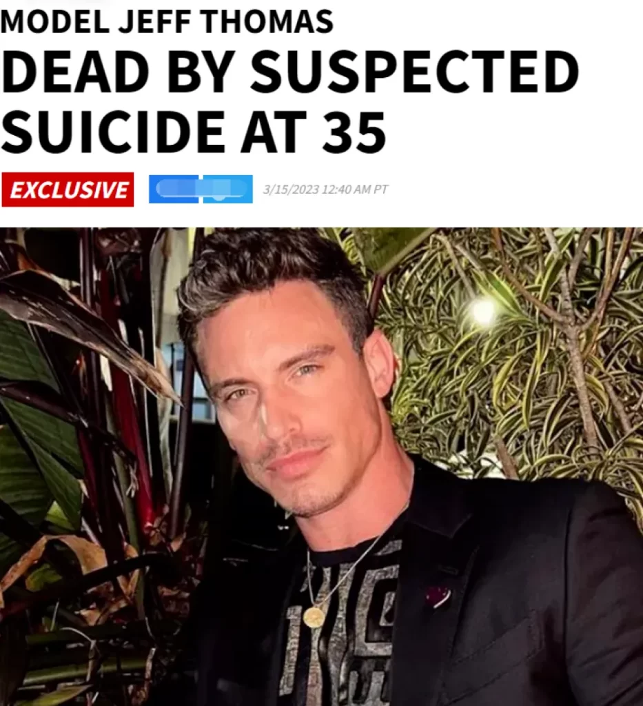 年僅35歲！美國男模傑夫·托馬斯跳樓自殺，疑似患上抑鬱症